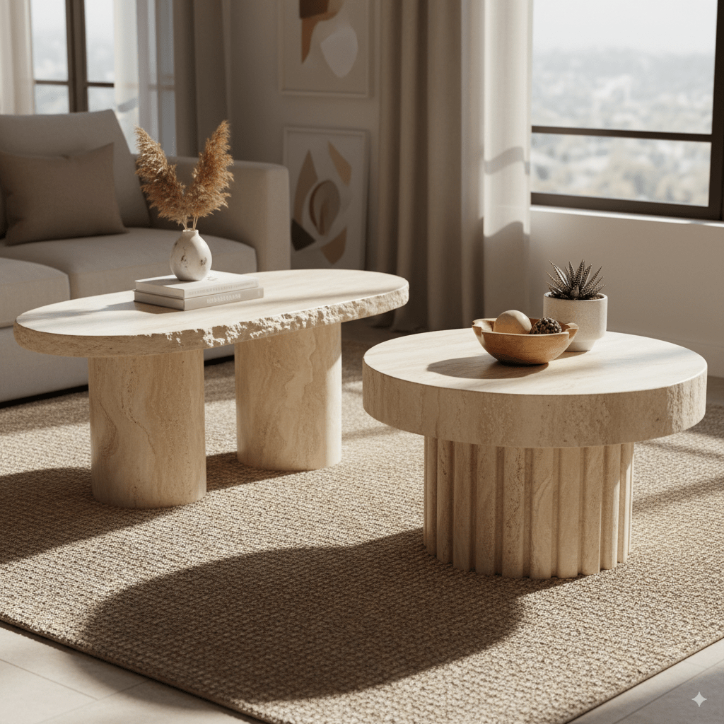 Oval vs Round Travertine Coffee Tables