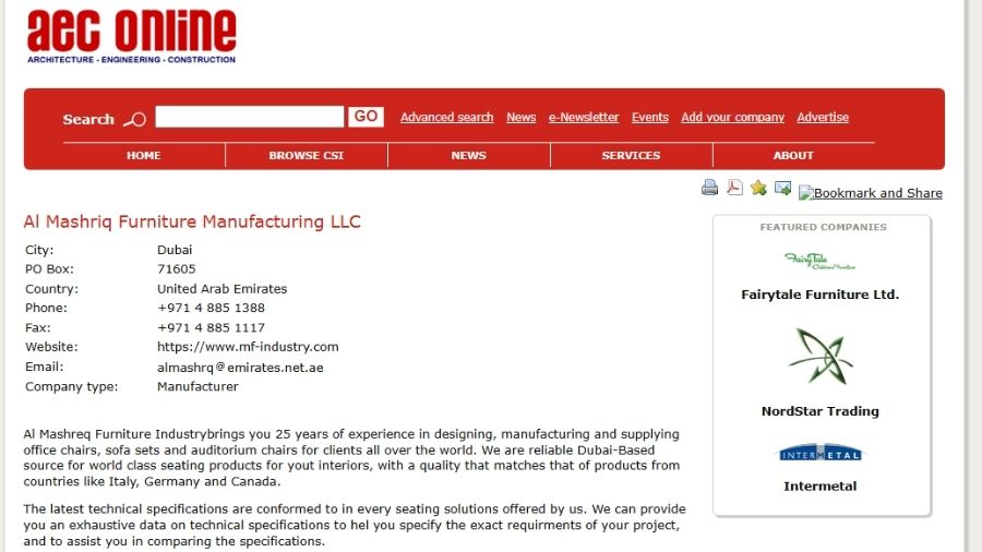 Al Mashriq Furniture Manufacturing LLC